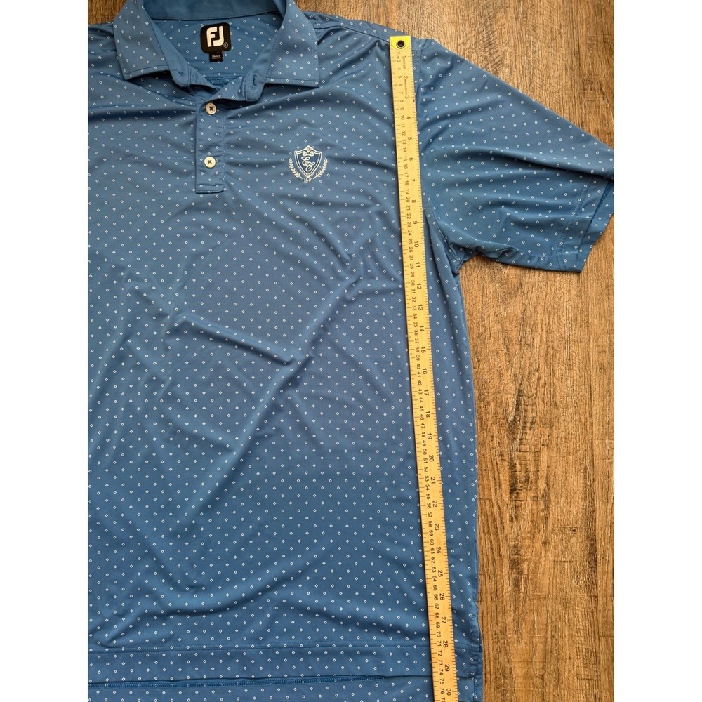 FootJoy FJ Golf Polo Shirt Mens Large Blue Geometric Print Performance Stretch‎ - Picture 6 of 10